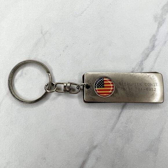 Deercreek Construction God Bless America Metal Keychain Keyring - Picture 1 of 8